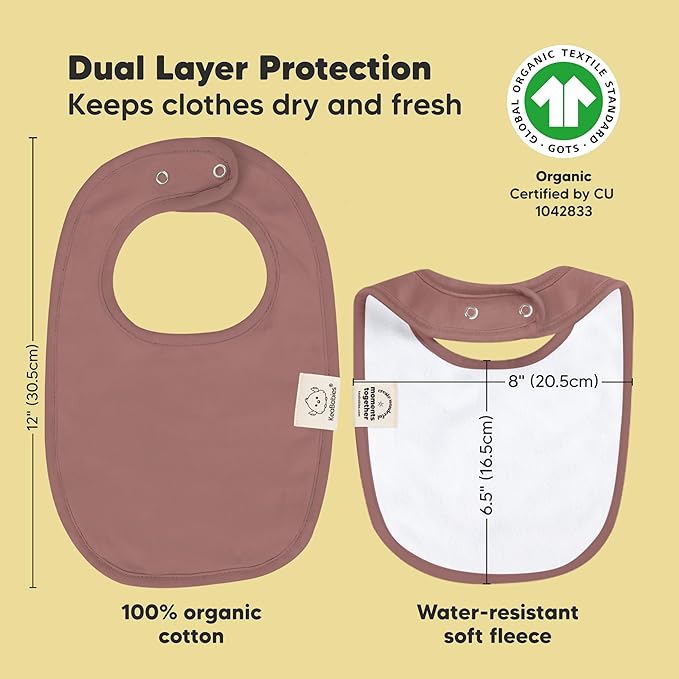 8-Pack Organic Baby Bibs for Boys, Girls - Soft Cotton Drooling and Teething Bibs for Baby Girl & Boy, Extra Absorbent, Easy to Clean & Put On for Toddler, Newborn, Infant 0-24 Months (Mauve)