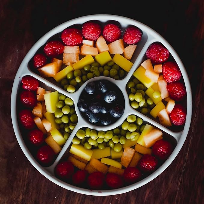 TalkTools Bitsy Silicone Baby Suction Plate with Lid – Divided Toddler Plate for Self-Feeding, Non-Slip, BPA-Free, Dishwasher & Microwave Safe Kids Mealtime Plate.