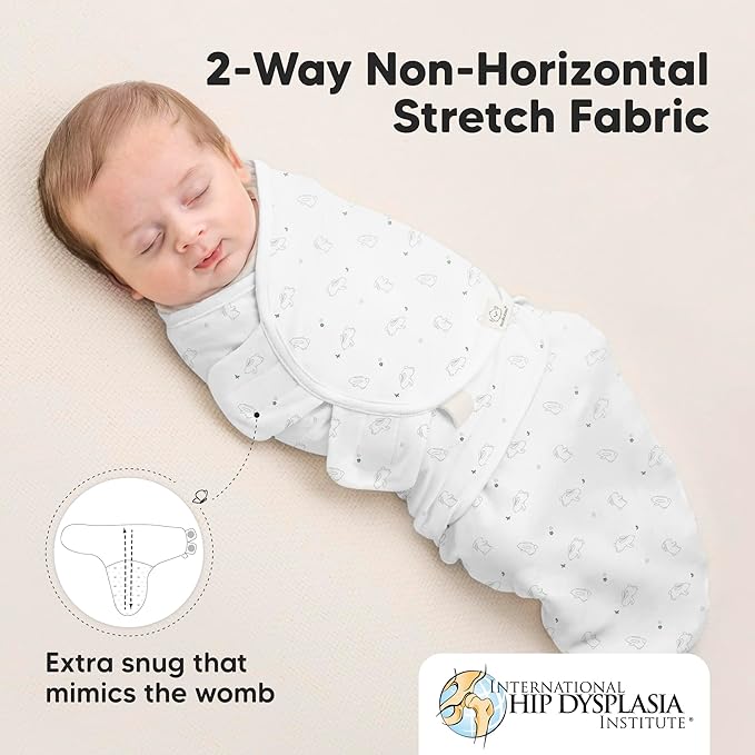 3-Pack Organic Baby Swaddle Sleep Sacks - Swaddles for Newborns, Infant 0-3 Months, Baby Girls, Boys, Soft & Snug Newborn Sleep Sack, Nursery Swaddling Blankets (Bunnies, XS)