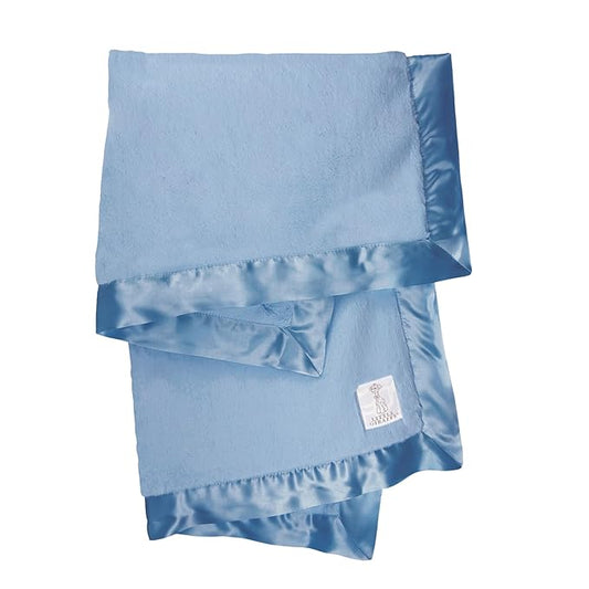 Little Giraffe Baby Blanket - Luxe Soft Blanket with Satin Trim - Baby Stroller Blanket - Newborn Baby Essentials & Baby Gifts - 29x35" - Cornflower