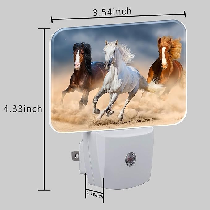 Horse Running in Desert Night Light Plug into Wall, Cool Horse Night Light with Dusk to Dawn Sensor for Kid Girls Boys Women Men Room, Hallway, Kitchen, Bathroom, Stairs Decor