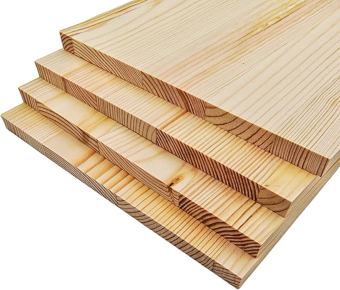 4PCS Unfinished Wood Square Blocks for Crafts, 7x7x0.4in Blank Wooden Squares Pine Wood Boards for Carving,DIY Wood Coasters,Painting & Burning