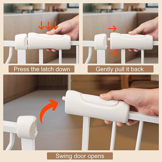 Narrow Baby Gate or Doorways No Drill 29.13-33.86 Inch,Pressure Mounted Metal Child Gates for Wide Openings,Walk Through Pet Gate Indoor Auto Close,White