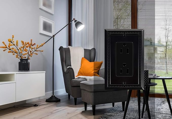 Henne Bery Sunken Pearls Heavy Duty Switch Plate/Wall Plate/Outlet Cover (Single Decorator 3PK, Matte Black)