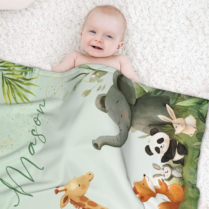 Custom Baby Blanket for Boys Personalized Baby Blanket with Name Soft Cozy Flannel Bed Throw Blanket for Kids Newborn Toddler Customized Baby Boy Gifts for Christmas Baby Shower Birthday Easter