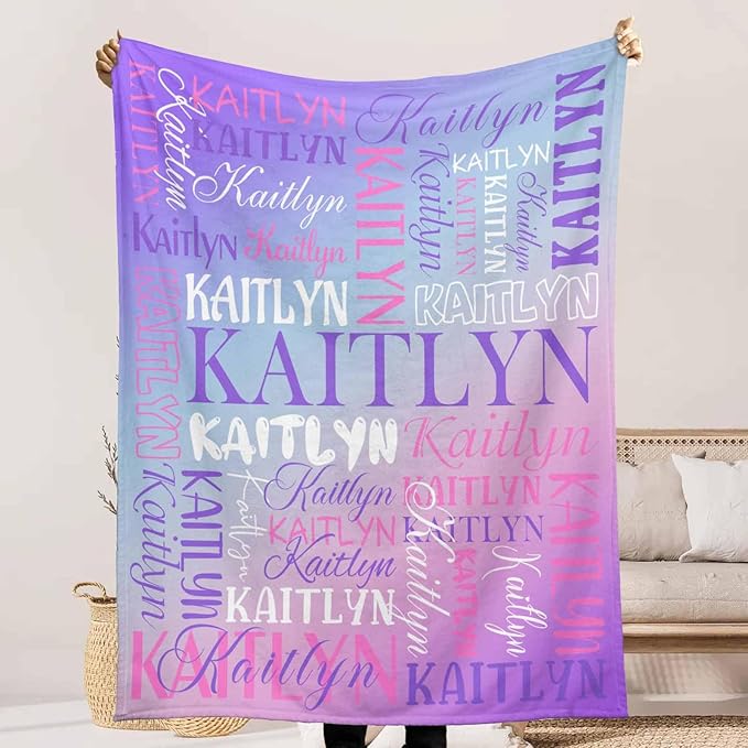 Personalized Baby Blankets with Name for Girls Boys, Customized Name Blankets for Kids Teens Newborn, Super Soft Plush Fleece, Custom Baby Blanket for Daughter Son Granddaughter Grandson