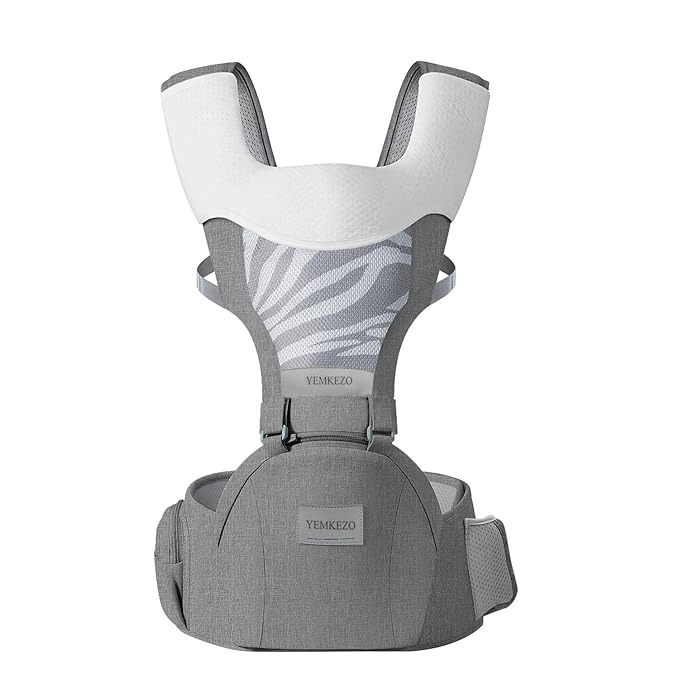 Baby Carrier Newborn to Toddler with Hip Seat, Multifunction Baby Hip, 4-in-1 Ergonomic Infant Carrier (Ergonomic M Position) Adjustable & Removable Baby Holder Carrier for 0-36 Months (Grey)
