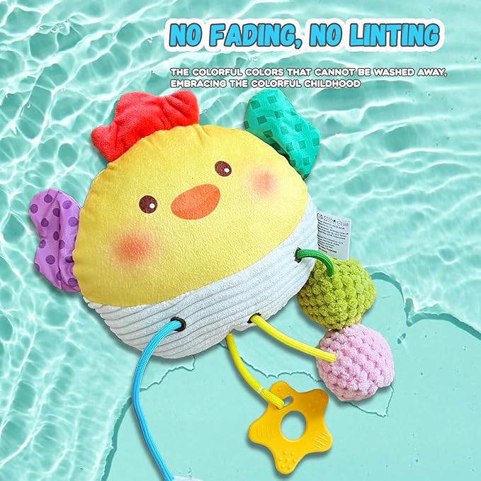 Baby Toys for 3 6 9 12 Months, Bassinet Toys for Infant & Toddlers, Crib Stroller Hanging Doll for Stimulating Baby’s Senses and Developing Motor Skills (Chick)