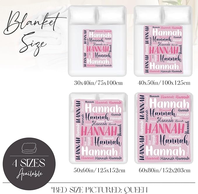 Personalized Custom Baby Blanket with Name for Girls Boys Kids Customized Flannel Blanket for Bed Nursery Room Baby Stroller