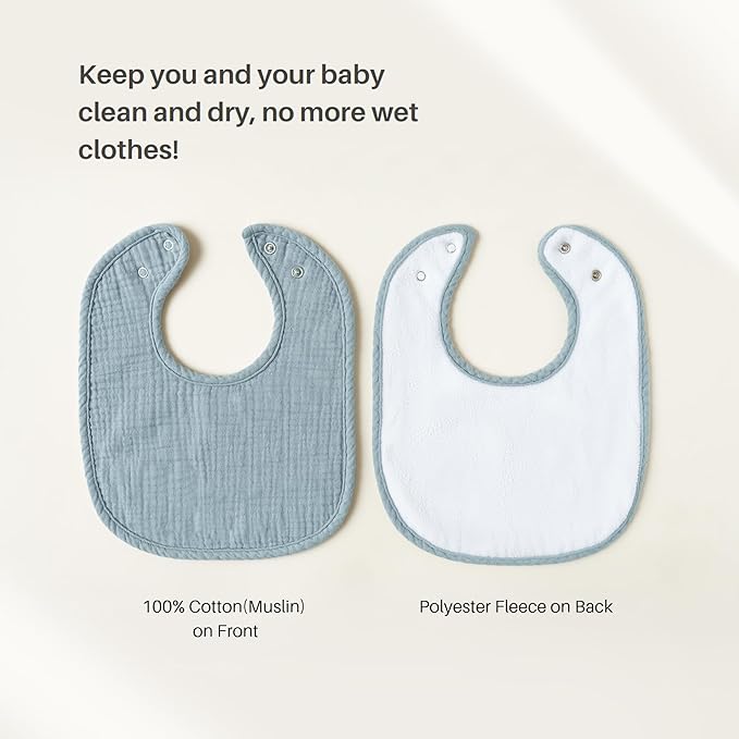 Konssy 6-Pack Muslin Baby Bibs for Boys & Girls, Soft Cotton Absorbent Bandana Drool Bibs for Drooling & Teething