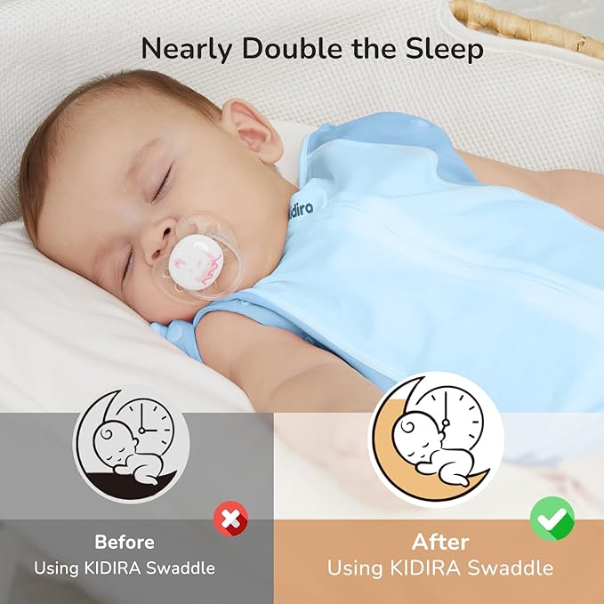 Transition Baby Swaddle 3-6 Months 12-18 lb, Arms In/Out Swaddle Sleep Sack with 2-Way Zipper Moisture-Wicking Fabric, Improves Sleep Snug Fit Helps Calm Startle Reflex,1Pack,Blue