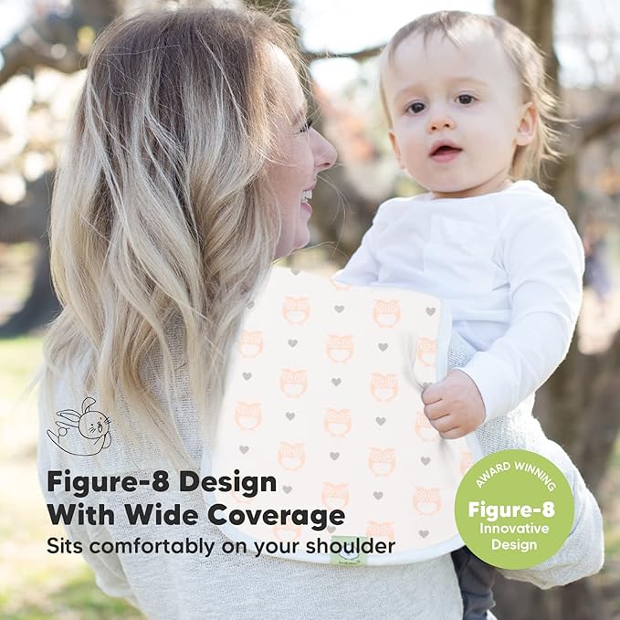 Organic Burp Cloths Baby Boy & Girl - 5-Pack Super Absorbent Cotton Burping Cloths for Babies, Soft & Plush Newborn Spit Up Rags, Infant Towels for Milk Spit Up, Unisex,Large 21" x 10"(Pink Dreams)