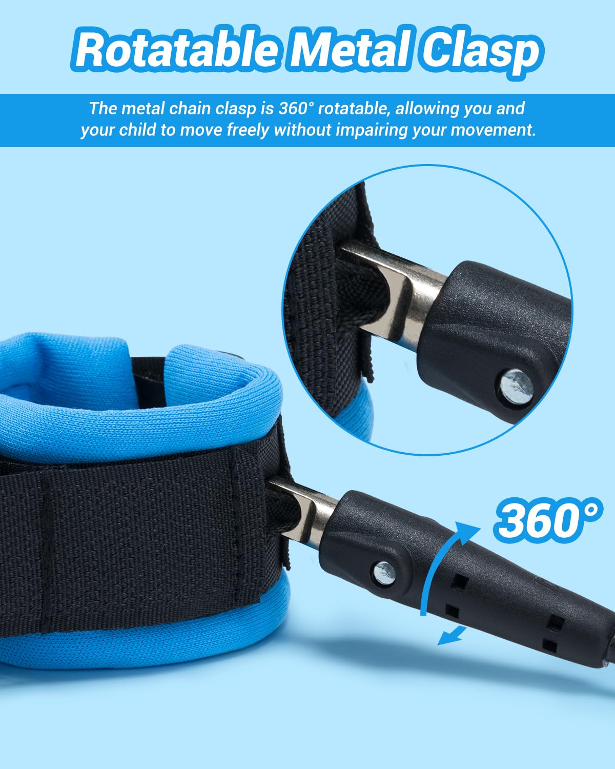 Dr.meter Toddler Leash, 2 Pack Safety Anti Lost Wrist Link with Key Lock, Reflective Child Walking Harness, 8.2ft Blue + 4.92ft Orange Kids Leash for Supermarket Mall Airport Amusement Park Zoo Travel