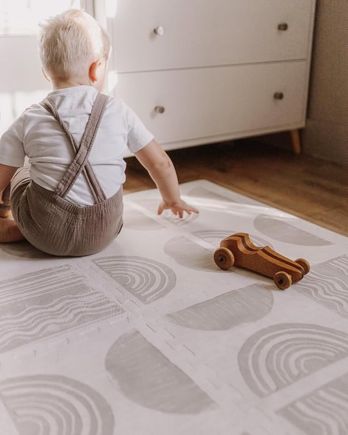 House of Noa Baby Play Mat – 4x8 Pebble Ada – Set of 8 Tiles – Cushioned EVA Foam Play Mat for Floor, Soft Interlocking Baby Crawling Mats for Hard Floors