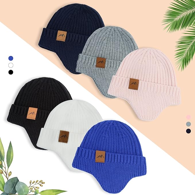 POXIMI Baby Boy Winter Hat Toddler Warm Beanie Girl Knit Hats with Earflap Kid Cute Earmuffs