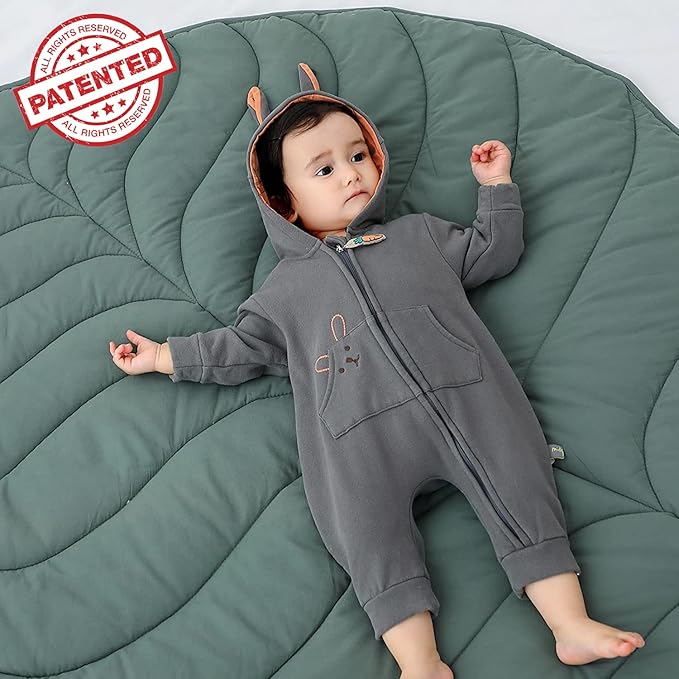 Cotton Leaf Nursery Rug, 56.3x42.1 inches, Machine Washable Play Mat for Baby, Crawling Mat for Tummy Time