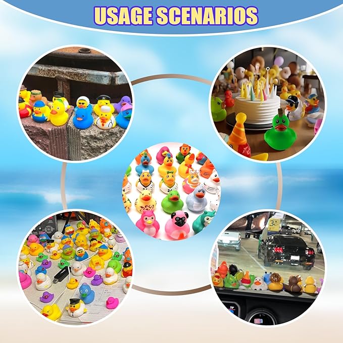 LINICE 50 Pcs Rubber Ducks, Random Assortment Ducks Bulk, Mini Rubber Duckies for Toddler Baby Bath Toys, Kids Bath Pool Toys Birthday Gifts Party Favors