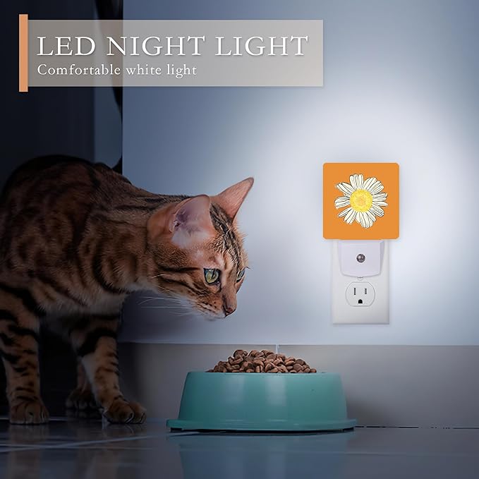 Daisy Night Lights Plug into Wall,Chamomile Night Light with Dusk to Dawn Sensor Night Light for Kid Girls Boys Women Men Room Decor,Hallway,Kitchen,Bathroom,Nursery,Stairs