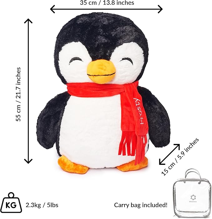 ODOXIA Big Weighted Penguin 5lb for Anxiety | Stuffed Plush for Kids, Adults | Weighted Animals, Plushies