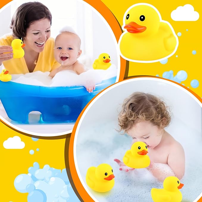 DEEKIN 5 Pcs Yellow Rubber Ducks No Hole Waterproof Duck Bath Pool Toy with Sealed Plug Without Hole Bathtub Floating Toy for Birthday Party Decoration Gift in Bulk (5 Inch)