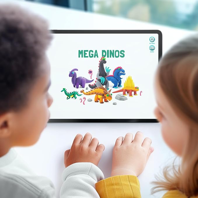 Hey Clay Mega Dinos Set - Colorful Modeling Air Dry Clay for Kids - Air Dry Clay Kit 15 Cans with Fun Interactive App