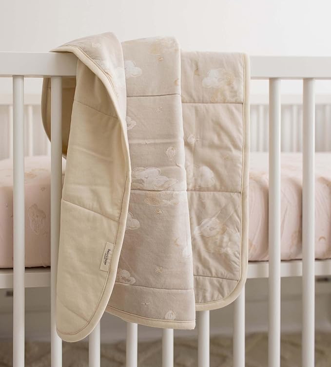 Burt's Bees Baby Reversible Blanket, Nursery, Stroller & Tummy-Time Organic Jersey Cotton Quilted Infant & Toddler Bedding