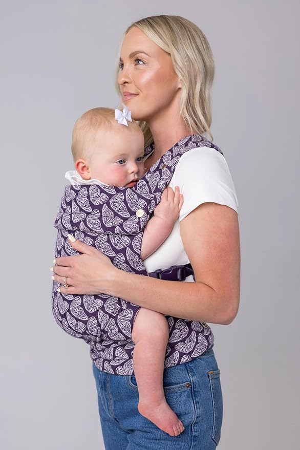 Mabē Monarch Ergonomic Baby Carrier – Premium Cotton Soft Structured Newborn to Toddler Carrier with Hip-Healthy Design, 3 Carry Positions (7-35lbs), Lightweight & Breathable, (Violet Wings)