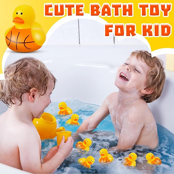 Deekin 50 Pcs Rubber Duck 2 Inch Bulk Sport Party Favors for Birthday Party Decorations Club Player Gift (Basketball Player)