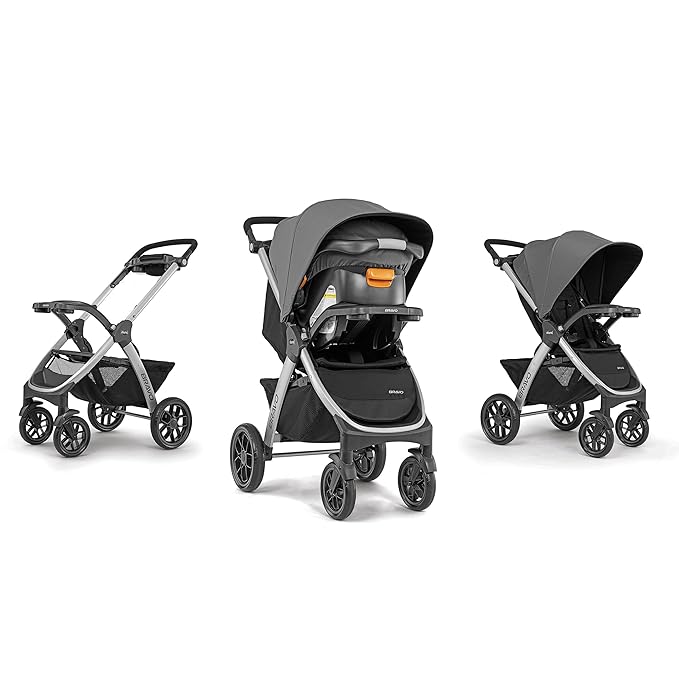 Chicco Bravo 3-in-1 Trio Travel System, Bravo Quick-Fold Stroller with KeyFit 30 Infant Car Seat and Base, Car Seat and Stroller Combo | Camden/Black