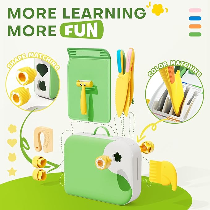 Toddler Cooking Set with Storage Box-Kids Kitchen Set,Safe PP Material Montessori Kitchen Tools for Real Cooking,Dishwasher Safe,Fun Bird-Shaped Organizer Toddler Knife Set