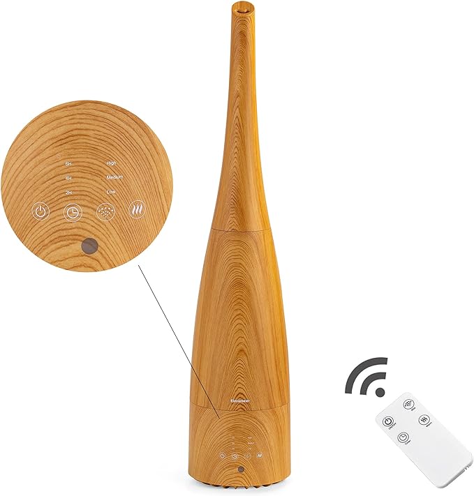 Cool Mist Humidifier,Elecameier Warm and Cool Mist Humidifier for Home/Bedroom with Remote Control Smart Air Humidifier for Desk/Office/Baby Bedroom 25dB Whisper Quiet with Auto Shut off light wood