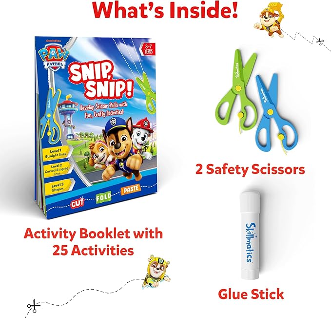 Skillmatics Scissor Skills Activity Book - Snip Snip PAW Patrol, Stocking Stuffers, Preschool Cutting & Creative Activities, Felt Craft Kit, Fine Motor Skills, Christmas Gifts for Ages 3, 4, 5, 6, 7
