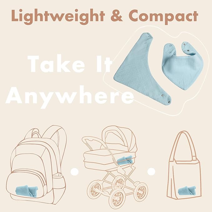 Baby Bibs 8-Pack - Adjustable Cotton Drool Bibs, Waterproof & Absorbent for Newborn to Toddler, Unisex Boys & Girls