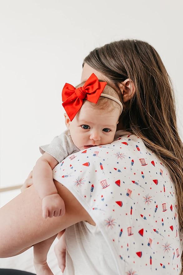 Copper Pearl Baby Burp Cloth Large 21''x10'' Size Premium Absorbent Triple Layer 3-Pack Gift Set “Patriot