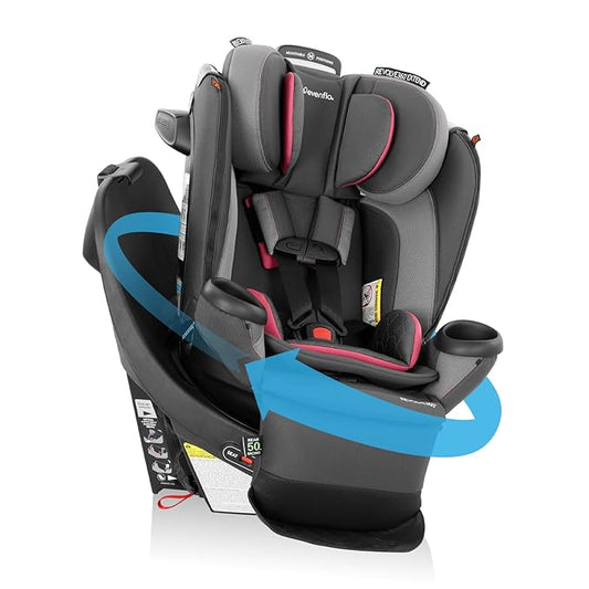 Evenflo Revolve360 Extend Convertible Car Seat with 360 Degree Rotation, Extended Rear-Facing, Forward-Facing, Booster Mode, and Secure Latch Install, Rowe Pink