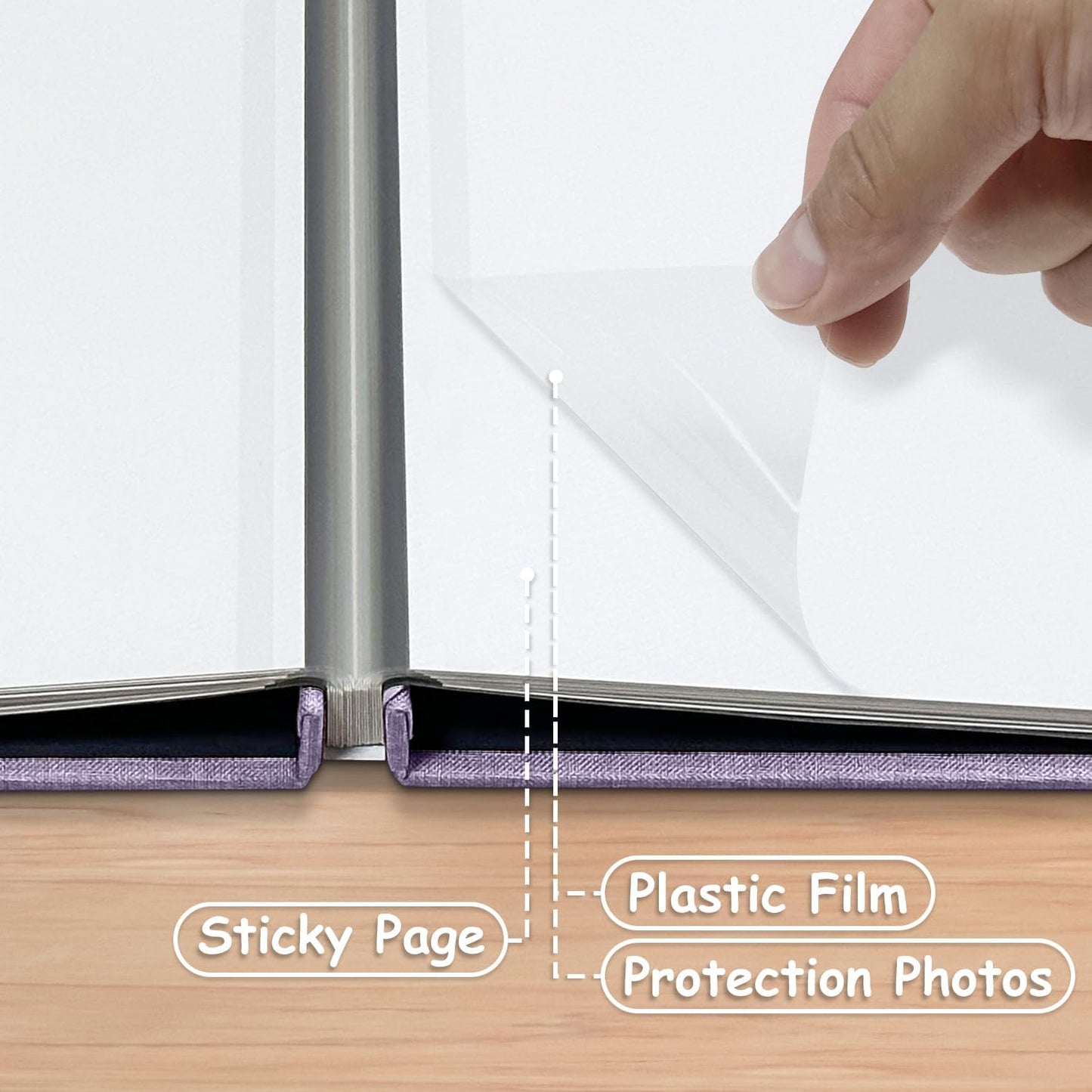 Large Photo Album Self Adhesive Scrapbook Album for 4×6 5×7 8×10 Pictures DIY Magnetic Linen Cover Album 60 Pages for Family Wedding Gifts with Metal Pen and Plastic Board