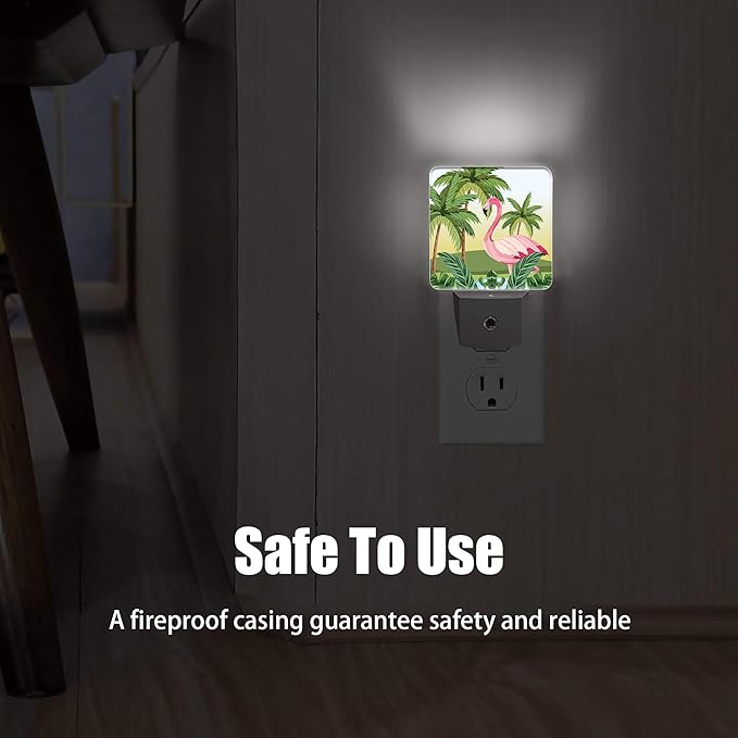 Tropical Flamingo Cartoon Night Light, Dusk to Dawn Smart Sensor Nightlight for Bedroom Bathroom Kitchen Hallway Stairs Hallway, Plug-in, Energy Efficient Decor Desk Lamp Gifts
