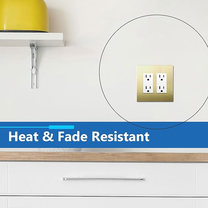 LIDER Double Decorator Metal Wall Plate, Temperature and Impact Resistant, 201 Stainless Steel, Screwless Cover, Modern Upgrade, Mid-Size 2-Gang 4.88” x 4.92”, Brushed Brass, LSMWP-32M-BB