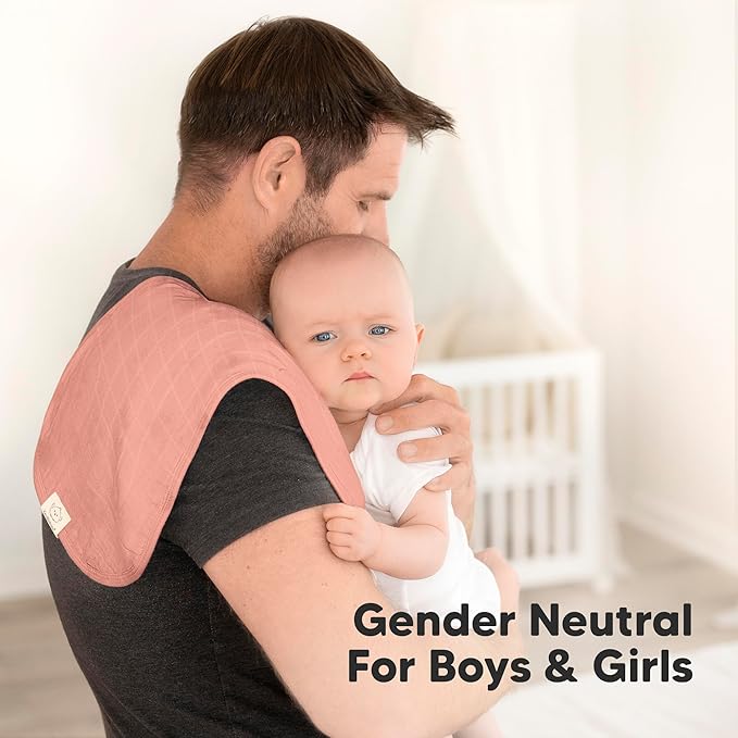 5-Pack Muslin Burp Cloths Baby Boy, Girl - Very Absorbent Baby Burp Cloth Rags, 8-Layers Viscose Derived from Bamboo Cotton Muslin Towel, Super Soft Spit Up Rags, No Shrink Washcloths (Mauve)