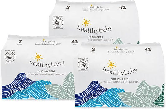 Our Diapers | EWG Verified Safe & Plant-Based Diapers | Leak Protection | Soft Organic Cotton Shell | Chlorine-Free Diaper for Sensitive Skin | Size 2 (27-35 lbs) 126 Count
