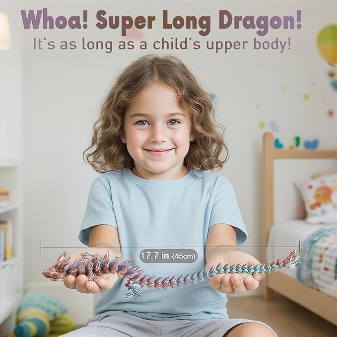 Large Dragon Eggs with Dragon Inside, 3D Printed Surprise Funny Gifts for Kids, Articulated Dragon Fidget Toys for Adults, Executive Desk Toys Office Room Décor (Gradient Blue-Green-Brown)