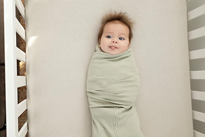 LullaBaby "Double Dream Swaddle: Exclusive Dual Wing Design, Pediatrician-Endorsed, Ultra-Soft Cotton, 0-2 Months, 6-14 lbs - Desert Sage