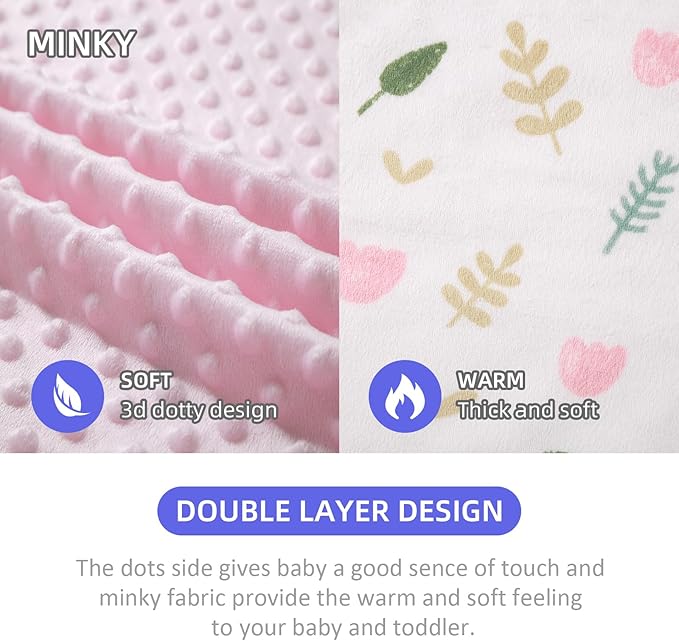iEvolve Baby Nursery Bed Blankets Ultra Soft Double Layer Mini Blanket Minky Blanket Receiving Blankets Shower Gifts(Flower,45 * 60in)