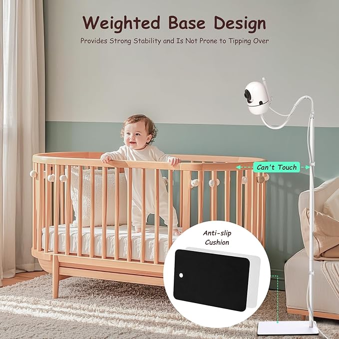 69" Adjustable Height Floor Stand for Hello Baby Monitor, Gooseneck Swivel Holder Mount with Stable Base for HelloBaby,Nanit Pro,Owlet, Motorola,VAVA,1/4 Thread Connection, Universal Monitor Mount