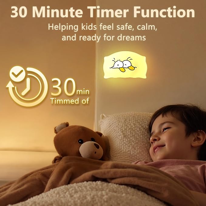 Dealswin Night Light for Kids, LED Squishy Ultra-Soft Cute Light Up Duck Magnetic Base, Dimmable Nursery Nightlight Gifts for Baby Room Decor, Rechargeable Bedside Touch Lamp for Breastfeeding