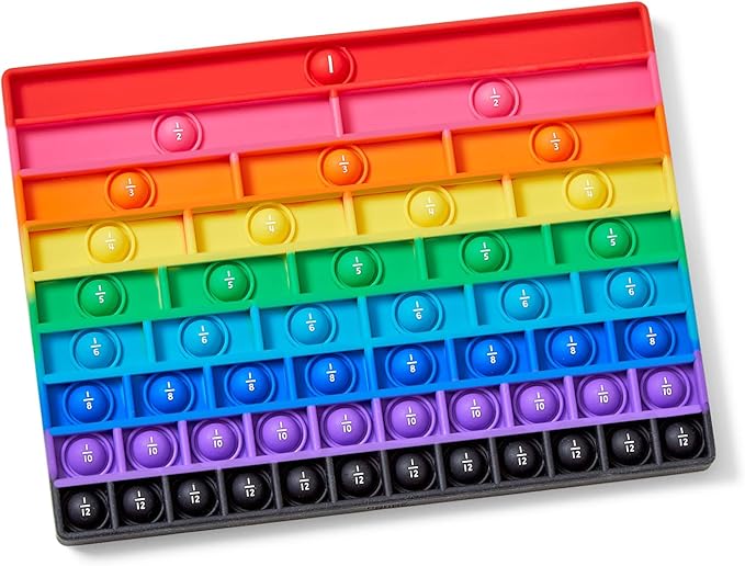 hand2mind Rainbow Fraction Sensory Bubble Popper, Push Pop Fidget Toys for Kids, Fraction Manipulatives, Montessori Math Materials, Fine Motor Toys, Calm Down Corner Supplies, Fidgets for Classroom