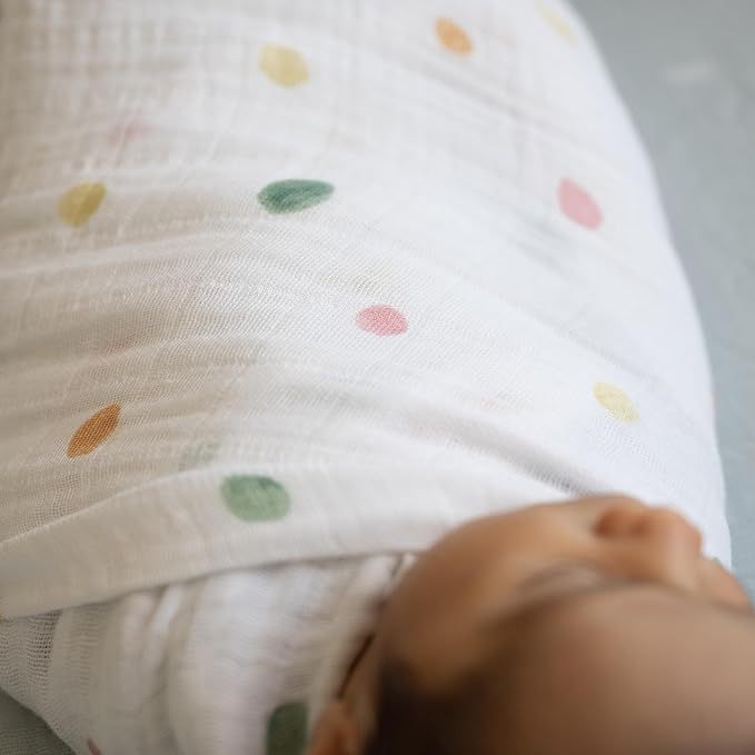 Little Unicorn Premium Cotton Swaddle Baby Blanket | Breathable Fabric | for swaddling, Play, Nursing & More (Party Dots)