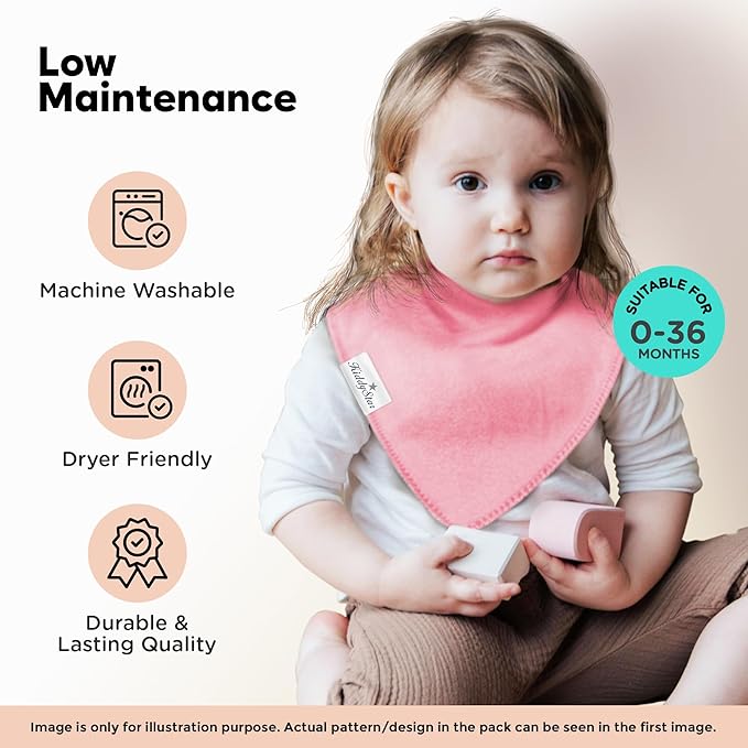 Organic Cotton Baby Bibs for Boys & Girls – Soft, Absorbent Teething & Drool Bibs - Adjustable Snaps for Toddlers