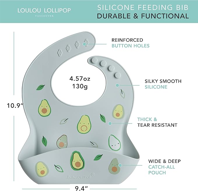 Loulou Lollipop Soft, Waterproof Silicone Feeding Bib for Babies and Toddlers