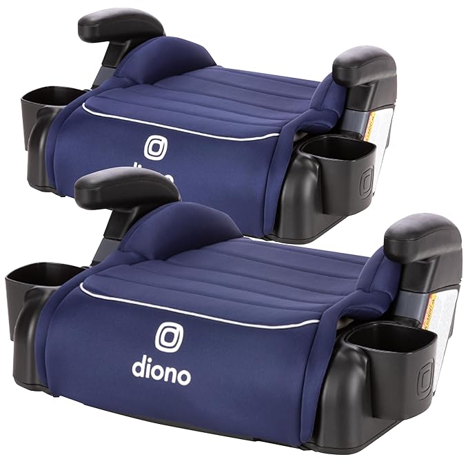 Diono Connect3 R Backless Booster Pack of 2, Slim Fit 3-Across in Many Mid-Sized Sedans and SUVs, for Children from 40-120 lbs., Lightweight with Cupholder, Blue Surge